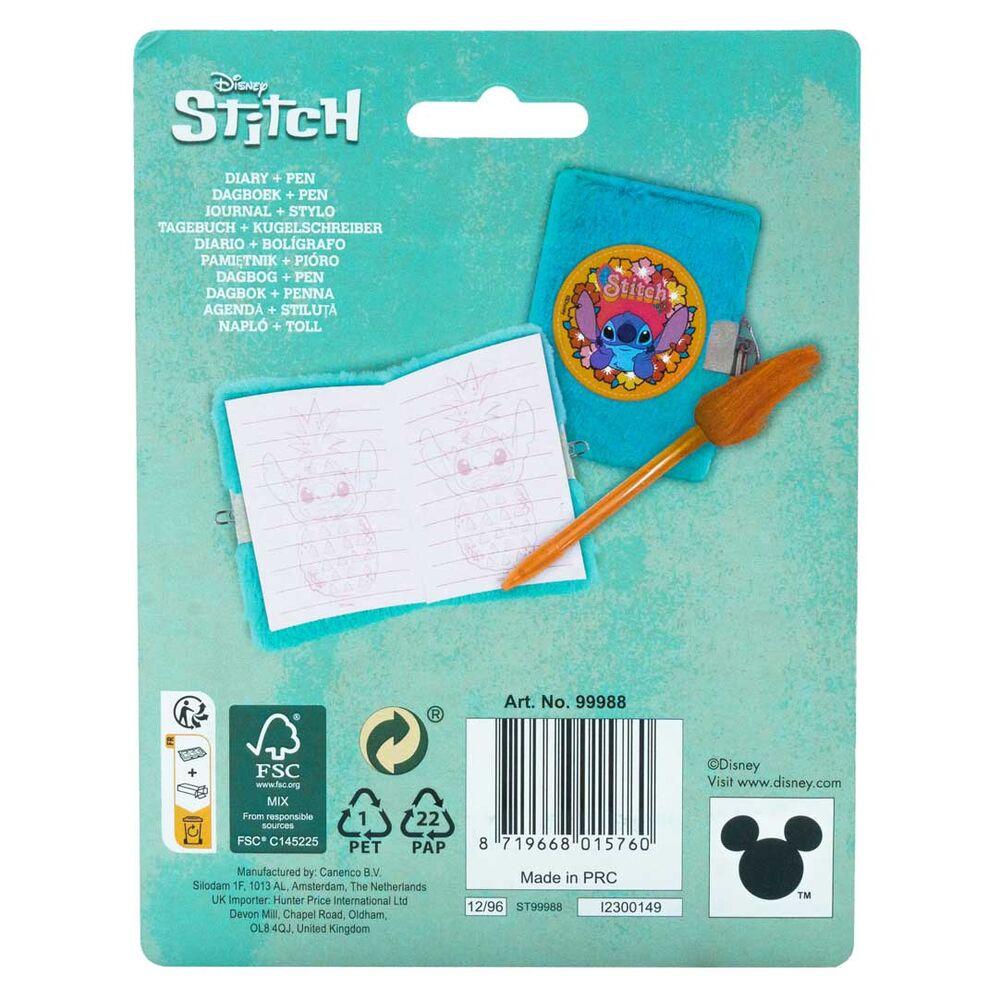 Mini diario turquesa de Stitch Disney con bolígrafo naranja - 3