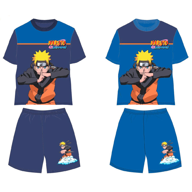 Conjunto infantil Naruto Shippuden con camiseta y pantalón corto en azul