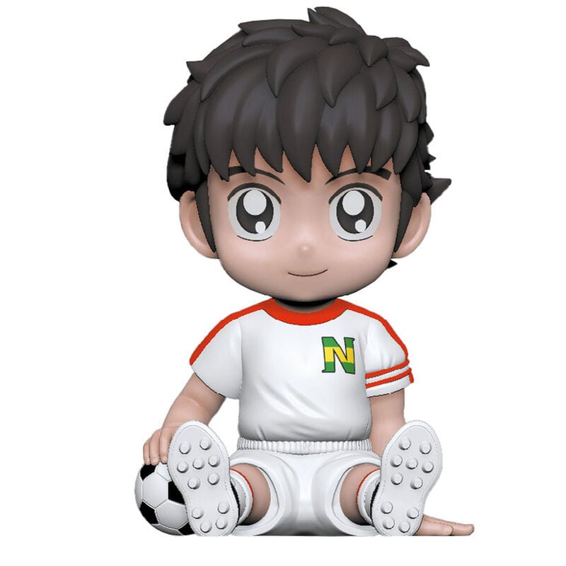 Hucha de Tsubasa Ozora de Captain Tsubasa sentado con un balón