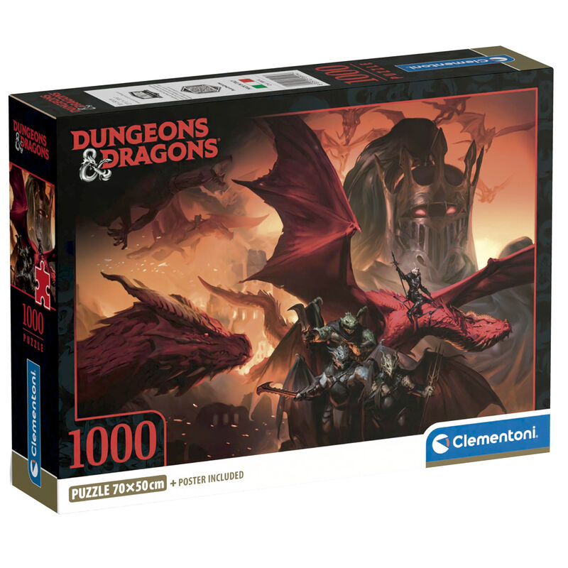 Puzzle Clementoni de Dungeons & Dragons con dragones y personajes, 1000 piezas
