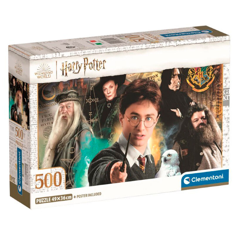 Puzzle Clementoni Harry Potter de 500 piezas con personajes y escudo de Hogwarts