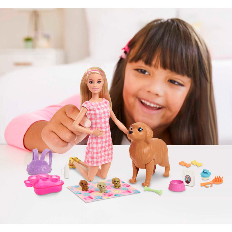 Muñeca Barbie con perrita, tres cachorros y accesorios - 6