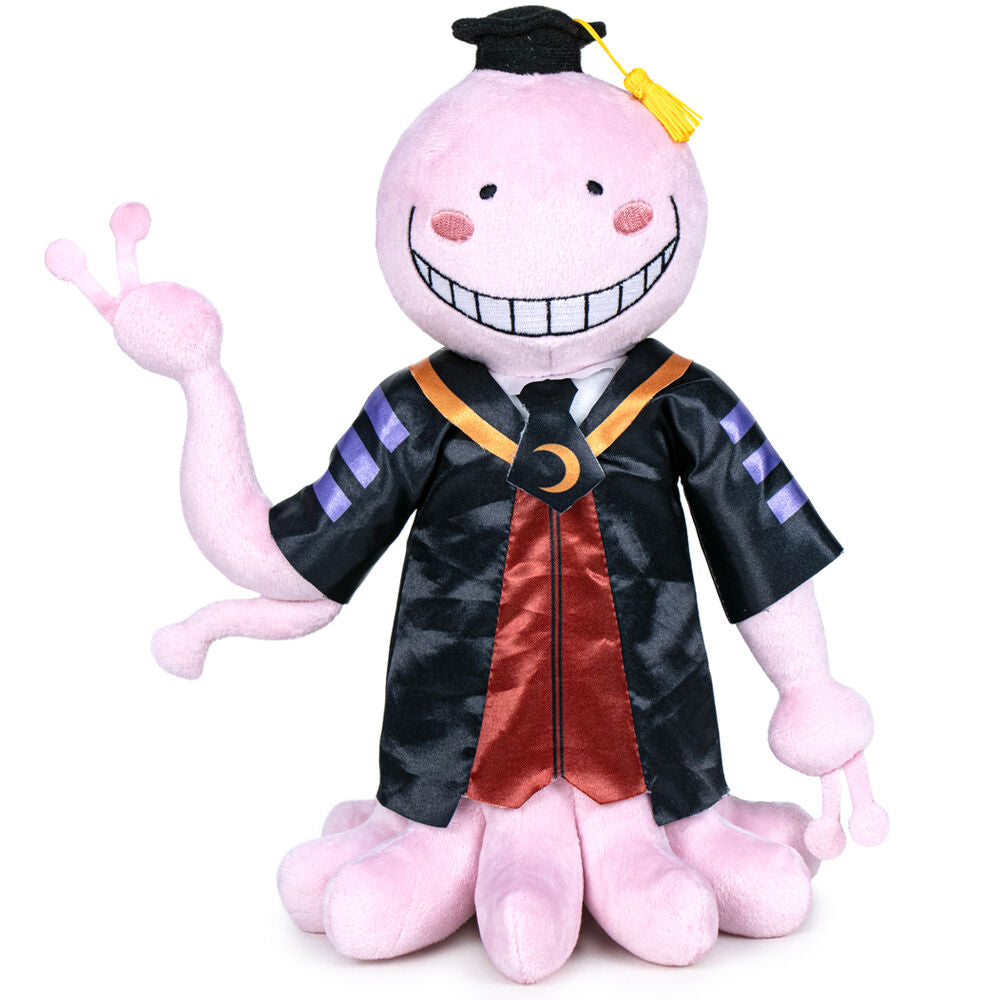 Peluche Shy de Assassination Classroom rosa con birrete y túnica negra