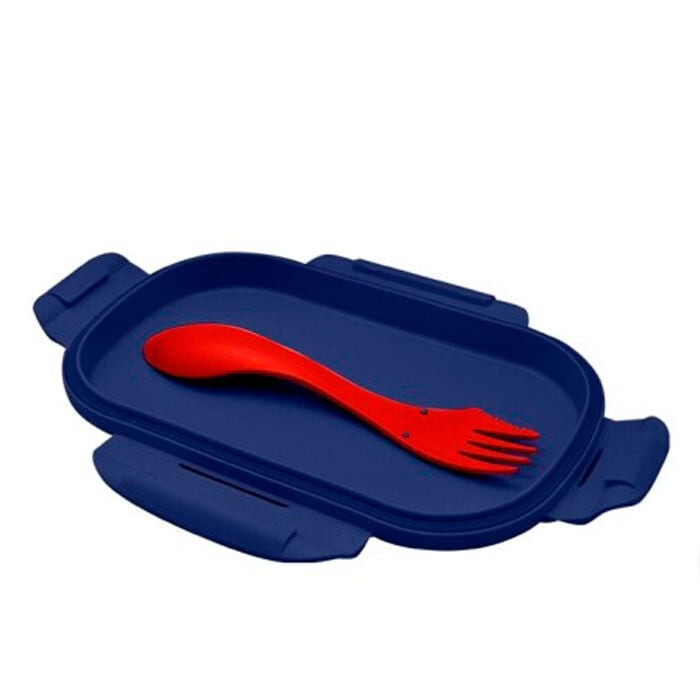 Sandwichera Spiderman Marvel azul y roja con cubierto - 2