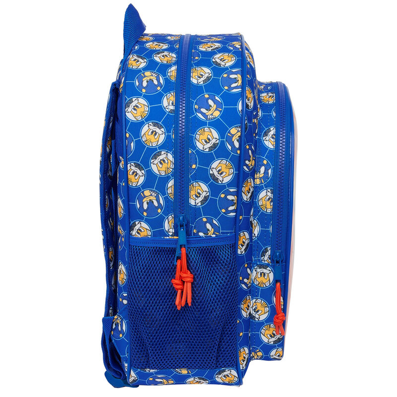 Mochila azul Sonic Prime de 38 cm con bolsillo frontal - 3