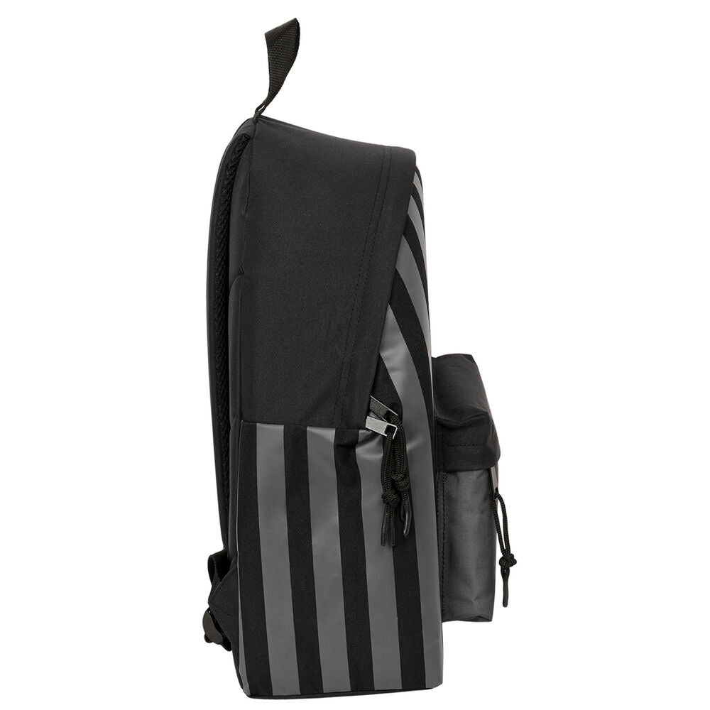 Mochila SAFTA de Miércoles negra y gris con rayas y bolsillo frontal - 3