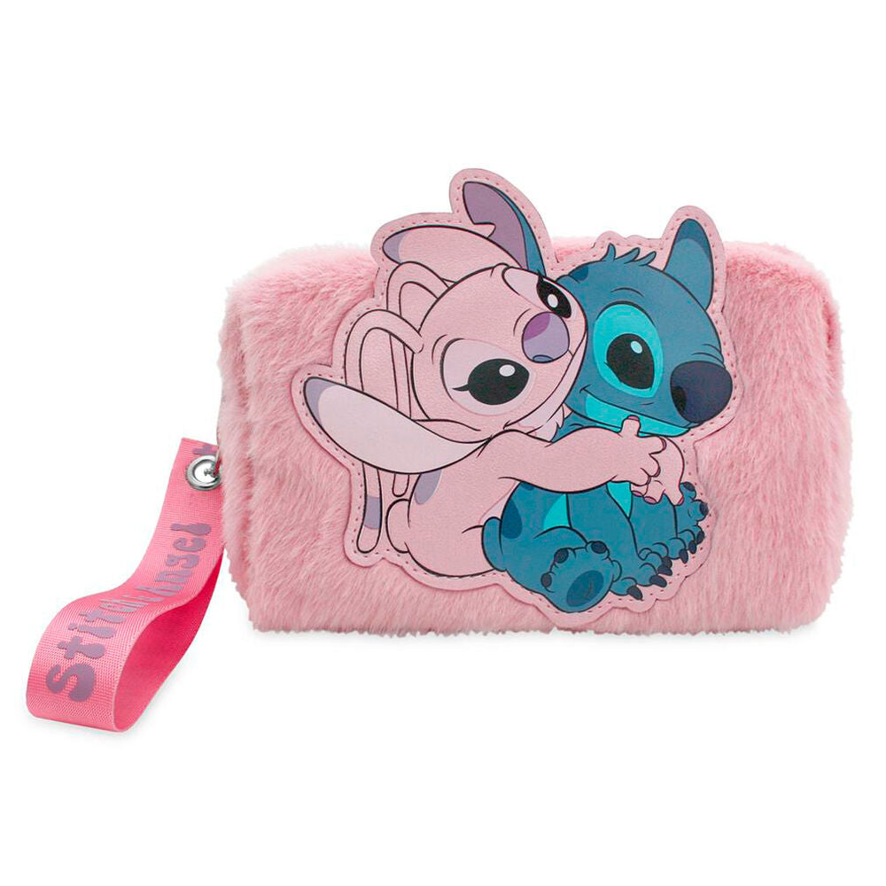 Neceser rosa de Stitch y Angel con asa lateral