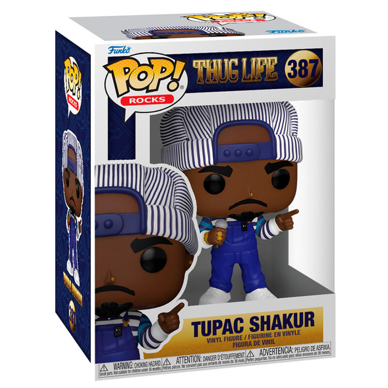Figura Funko POP Thug Life de Tupac Shakur con gorra de rayas y conjunto azul - 2