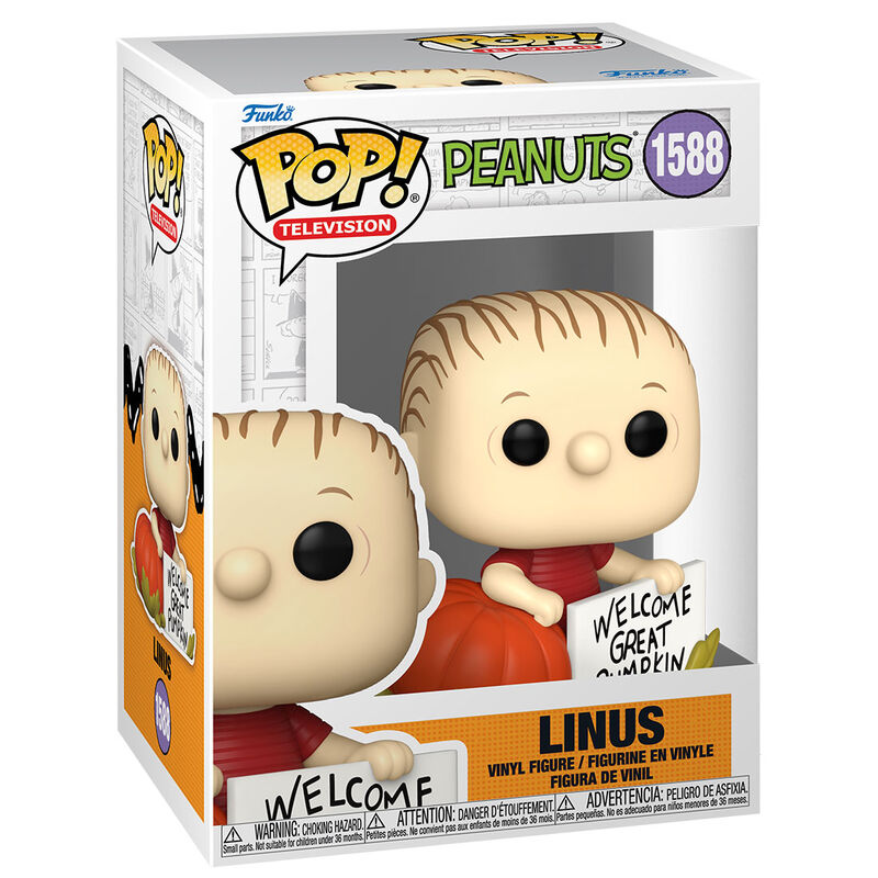 Figura Funko POP! de Linus con calabaza y cartel Welcome Great Pumpkin - 2
