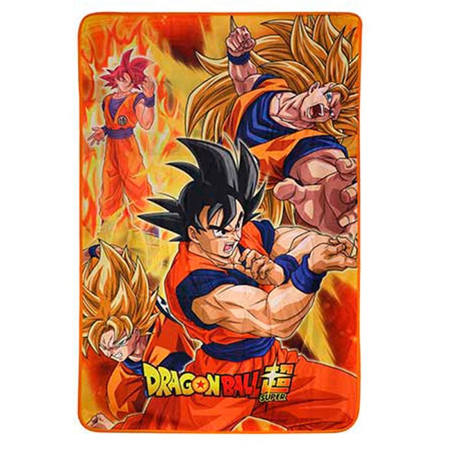 Manta Dragon Ball Super con Goku en distintas transformaciones