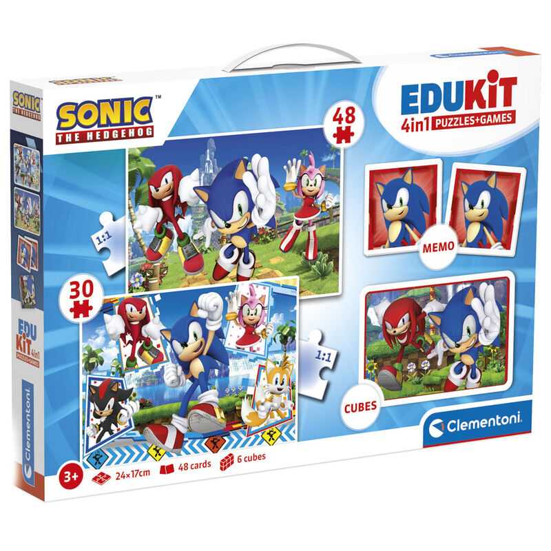 Edukit 4 en 1 de Sonic The Hedgehog con puzles, cartas y cubos