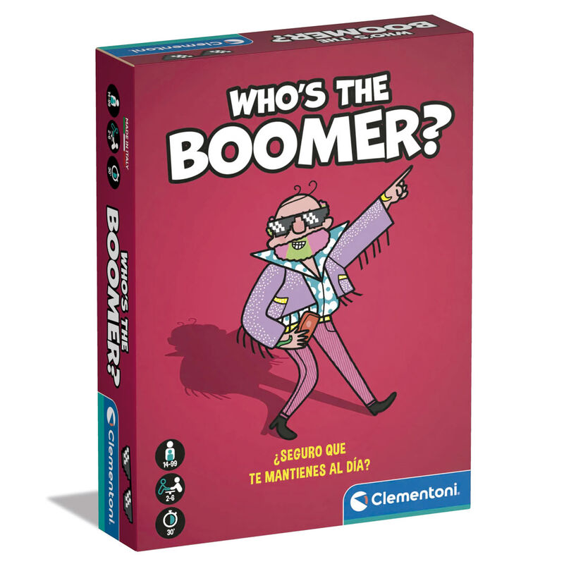 Caja del juego de cartas Who’s the Boomer? de Clementoni