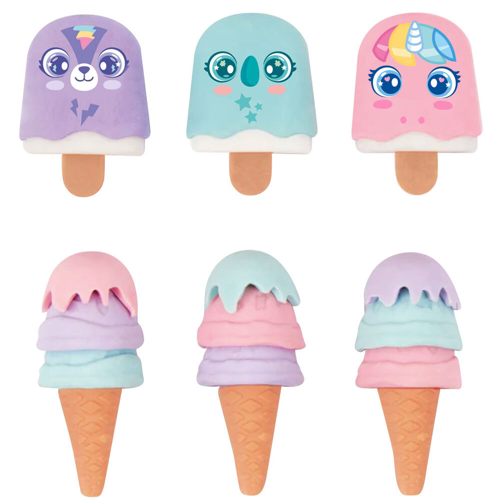 Pack de 6 gomas de borrar 3D Sweet Dreams con estuche de diseño colorido - 2