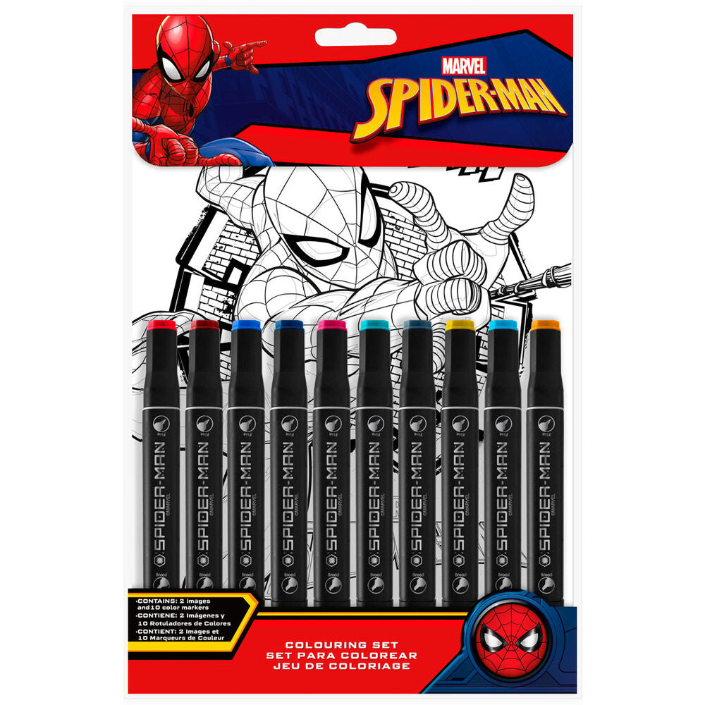 Set Pinta con Números Spider-Man Marvel con 10 rotuladores