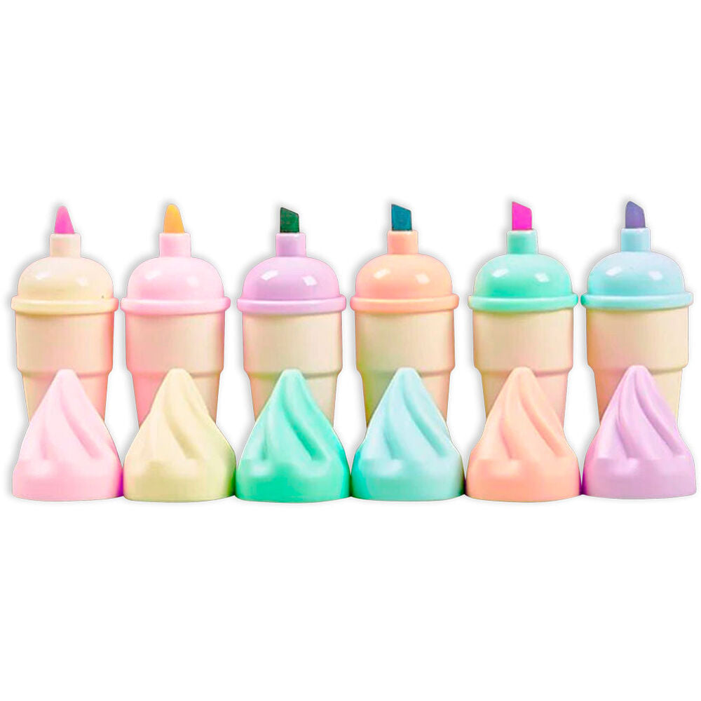 Set de 6 subrayadores Sweet Dreams con diseño de helado en estuche transparente - 2