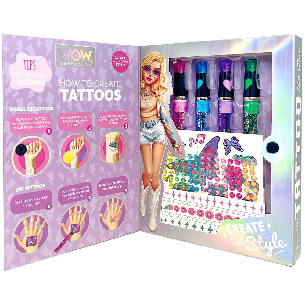 Set de tatuajes WOW GENERATION con diseños a color y mariposas - 2