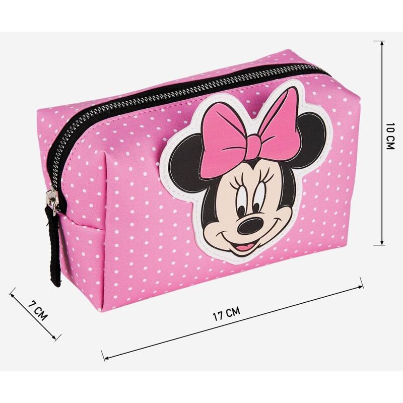 Neceser rosa de Minnie Disney con lunares blancos y cremallera - 4