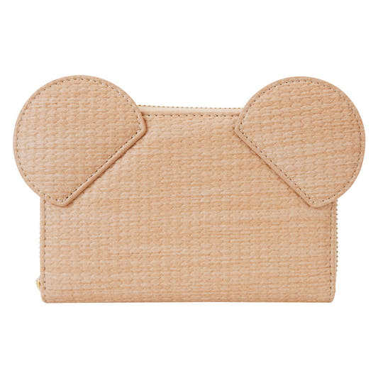 Cartera Straw Mickey Disney Loungefly beige con orejas y cremallera dorada - 2