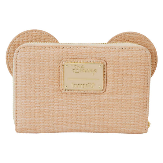 Cartera Straw Mickey Disney Loungefly beige con orejas y cremallera dorada - 3