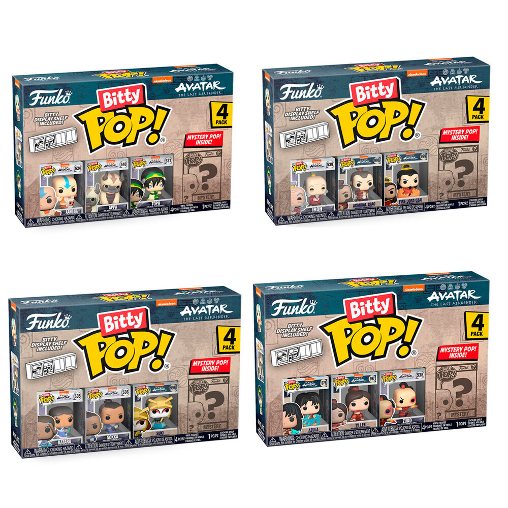 Blíster Funko Bitty POP! de Avatar The Last Airbender con cuatro figuras