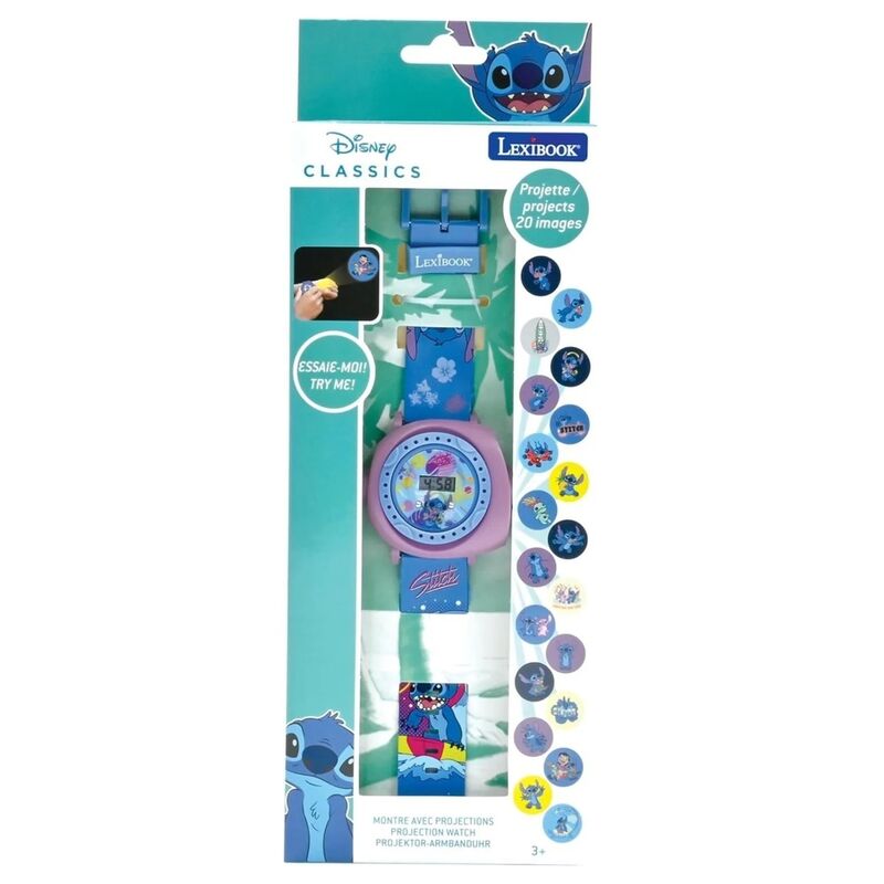 Reloj proyector digital Stitch Disney azul y morado - 4