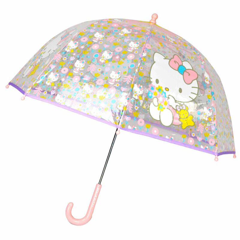 Paraguas transparente Hello Kitty con estampado floral