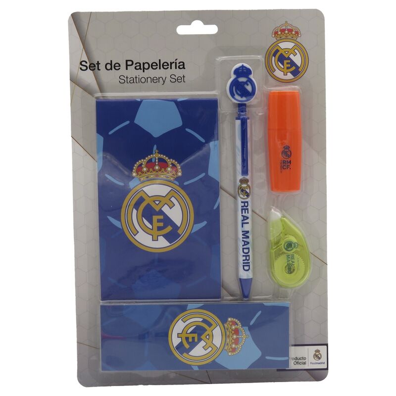 Set de papelería Real Madrid de 5 piezas con diseño azul