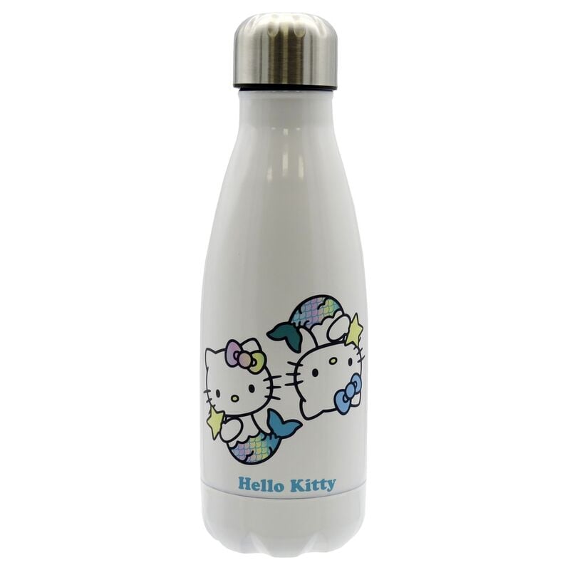 Botella blanca de acero inoxidable Hello Kitty con diseño de sirenas