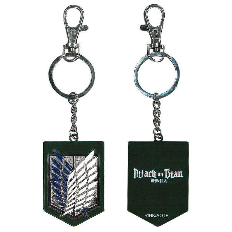 Llavero metálico de Attack on Titan con emblema de alas