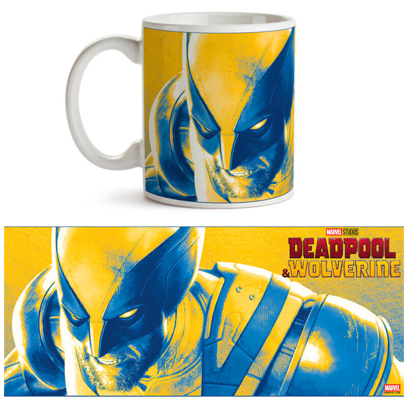 Taza de cerámica Marvel con ilustración de Wolverine en amarillo y azul - 3