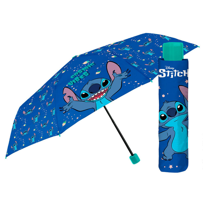 Paraguas plegable azul de Stitch Disney PERLETTI