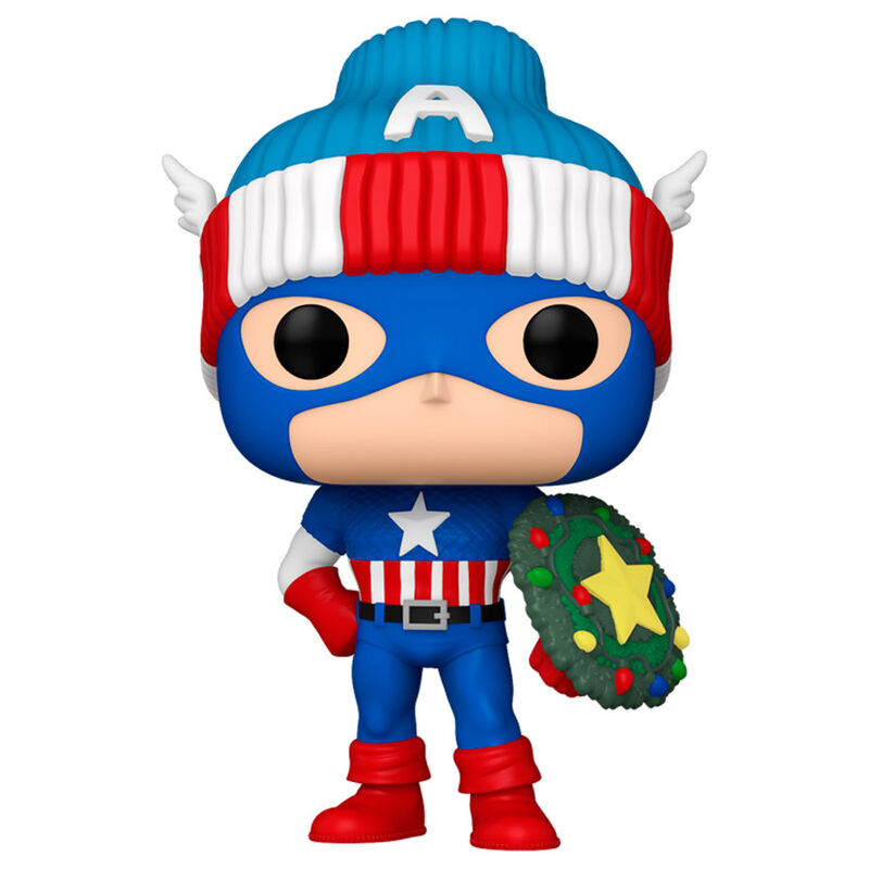 Figura Funko POP de Capitán América Holiday con gorro navideño y corona - 2
