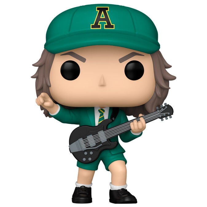 Figura Funko POP! de Angus Young de AC/DC con gorra verde y guitarra - 2