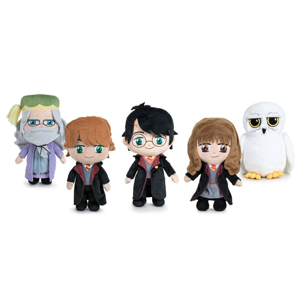 Peluches surtidos de Harry Potter de 20 cm con Harry, Hermione, Ron, Dumbledore y Hedwig