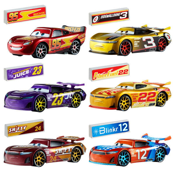 Coches metálicos Disney Pixar Cars de carreras con barreras de boxes