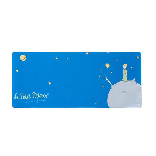 Alfombrilla gaming azul de El Principito con estrellas y personaje sobre un planeta - 2