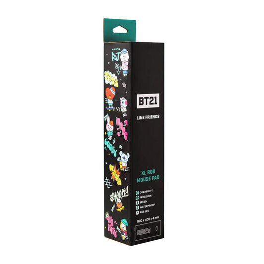 Alfombrilla gaming ERIK BT21 negra con personajes y borde LED RGB - 3