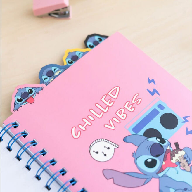 Cuaderno A5 Stitch Disney azul con piña y cuatro separadores - 4