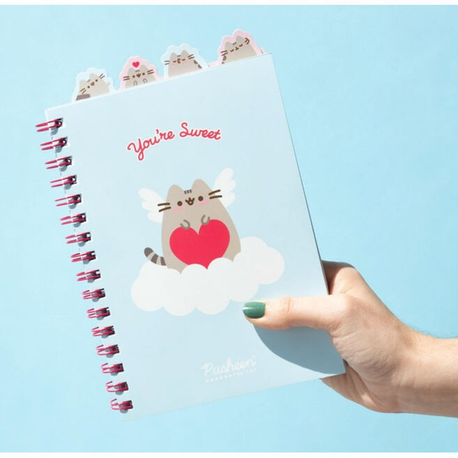 Cuaderno A5 Purrfect Love de Pusheen azul con corazón rojo - 4