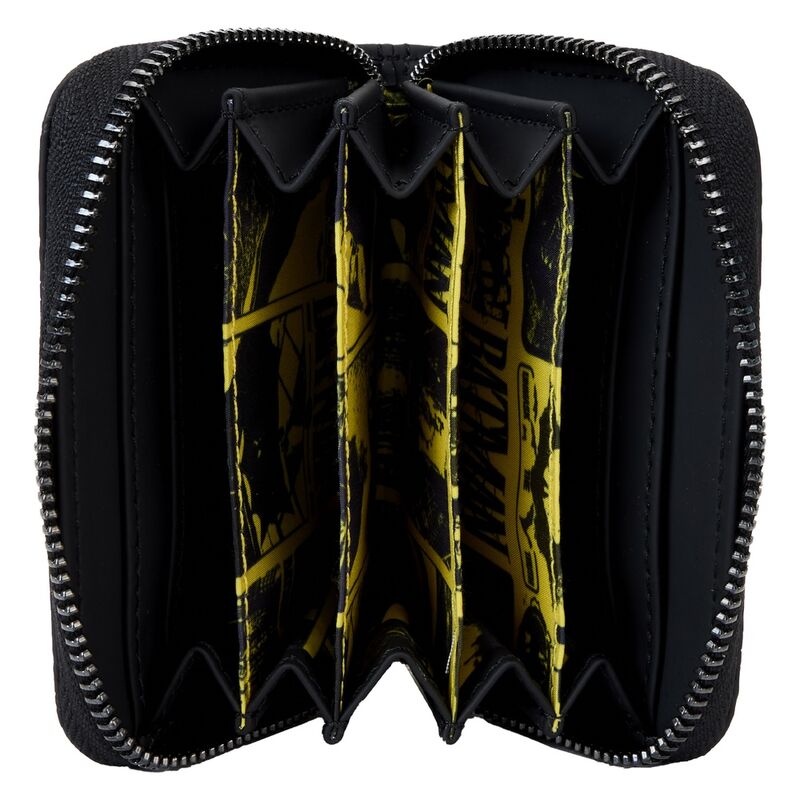 Cartera negra Loungefly de Batman con logos en relieve y tirador amarillo - 4