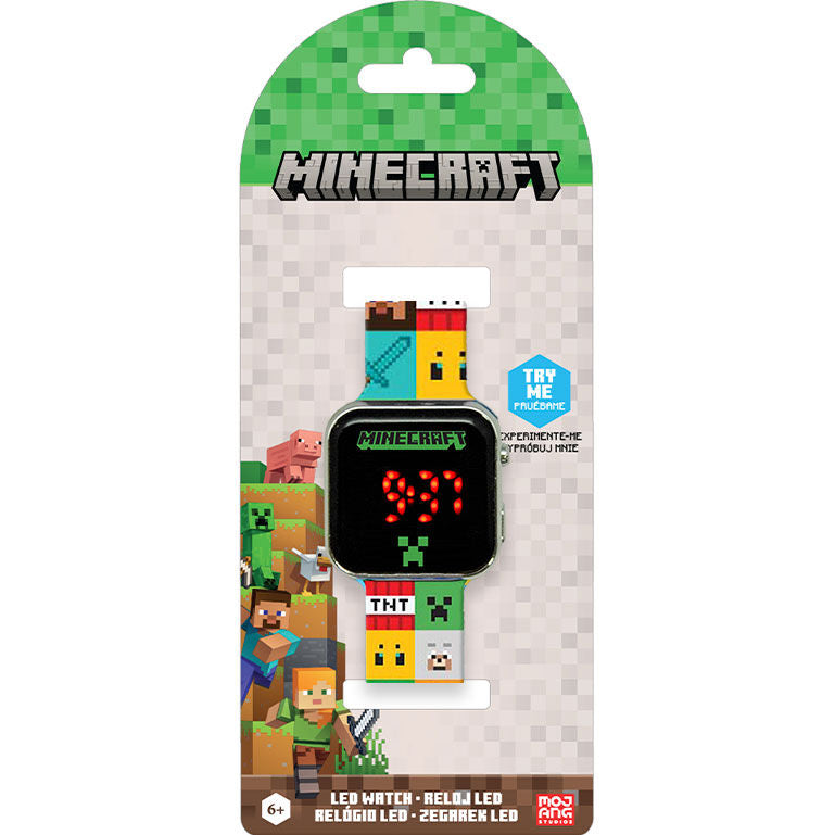 Reloj LED Minecraft con correa multicolor pixelada - 2