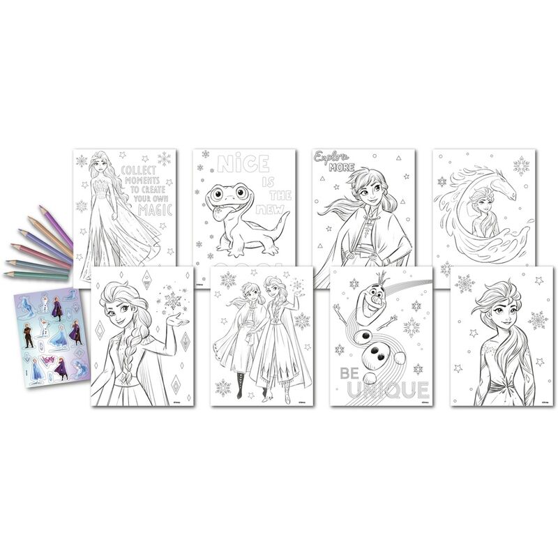 Set para colorear Frozen Disney con lápices y pegatinas - 2