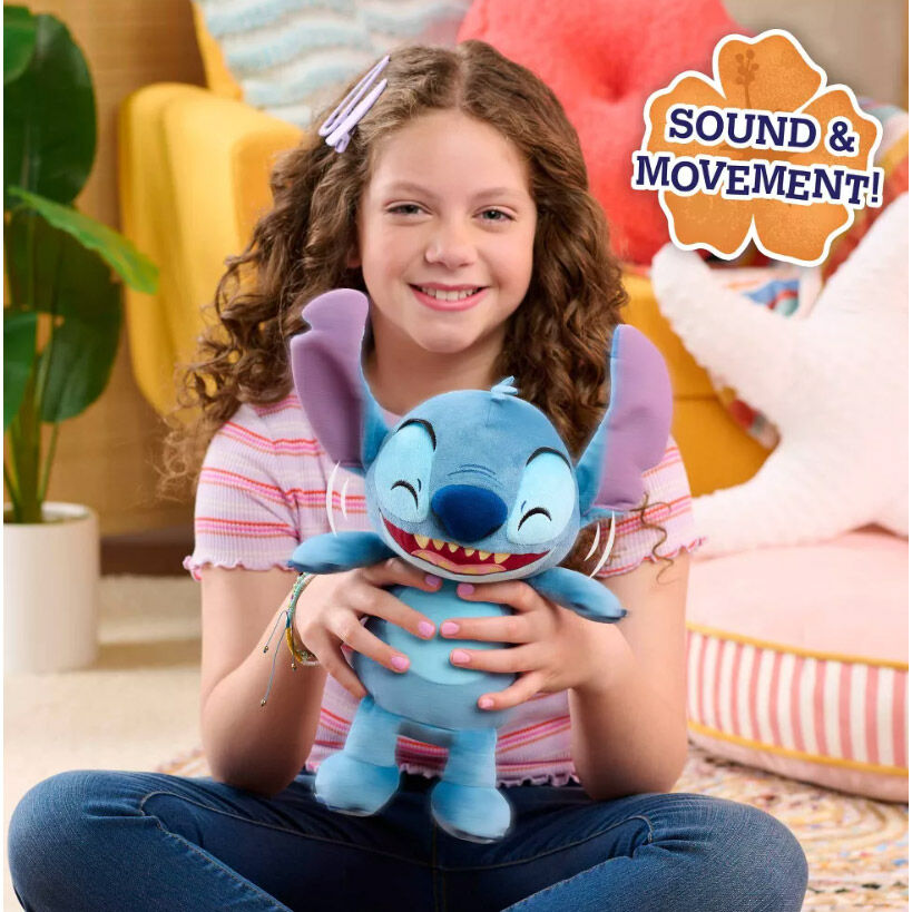 Peluche Stitch Disney azul de 28 cm con grandes orejas rosas - 3