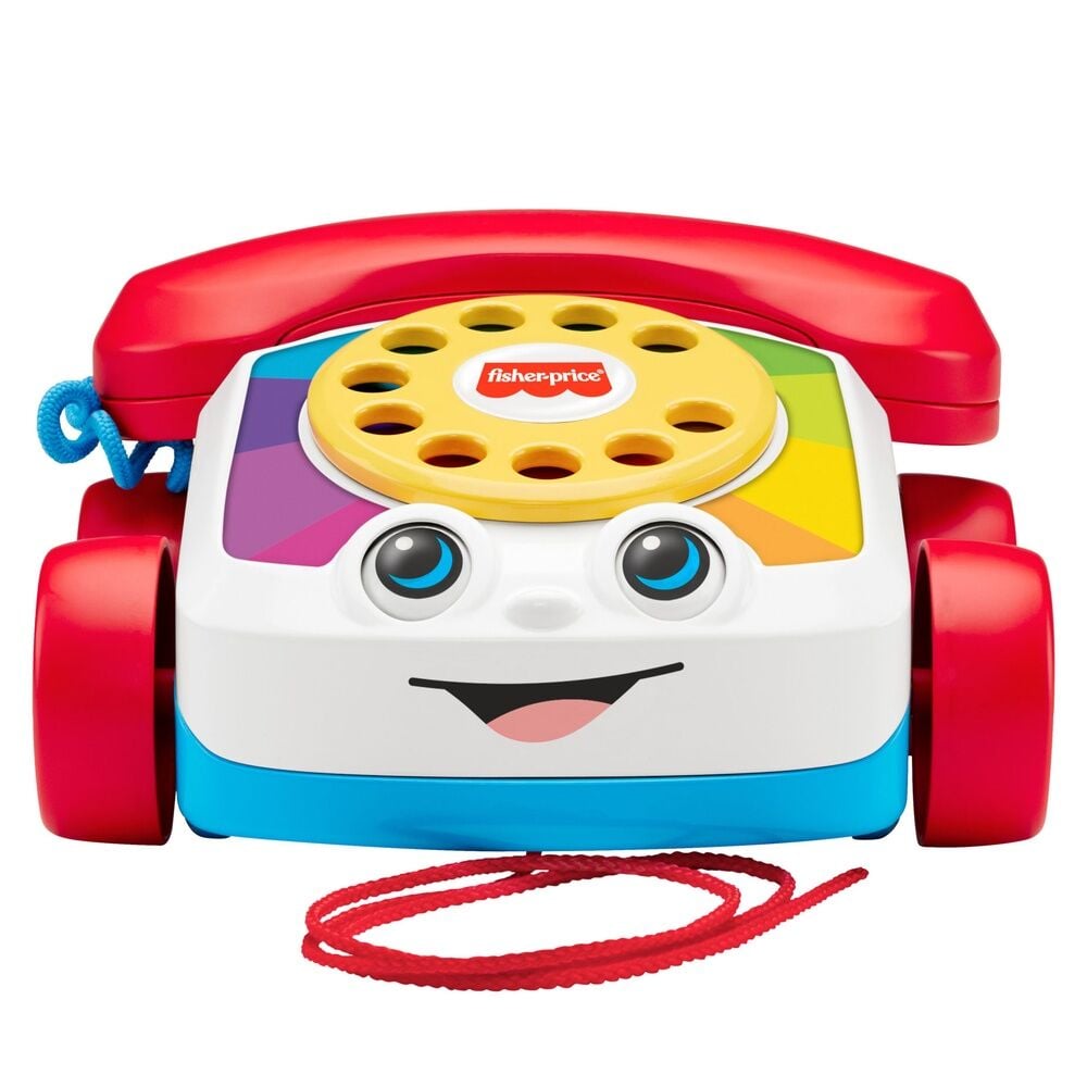 Teléfono de juguete Fisher-Price con cara, disco numerado y auricular rojo - 2