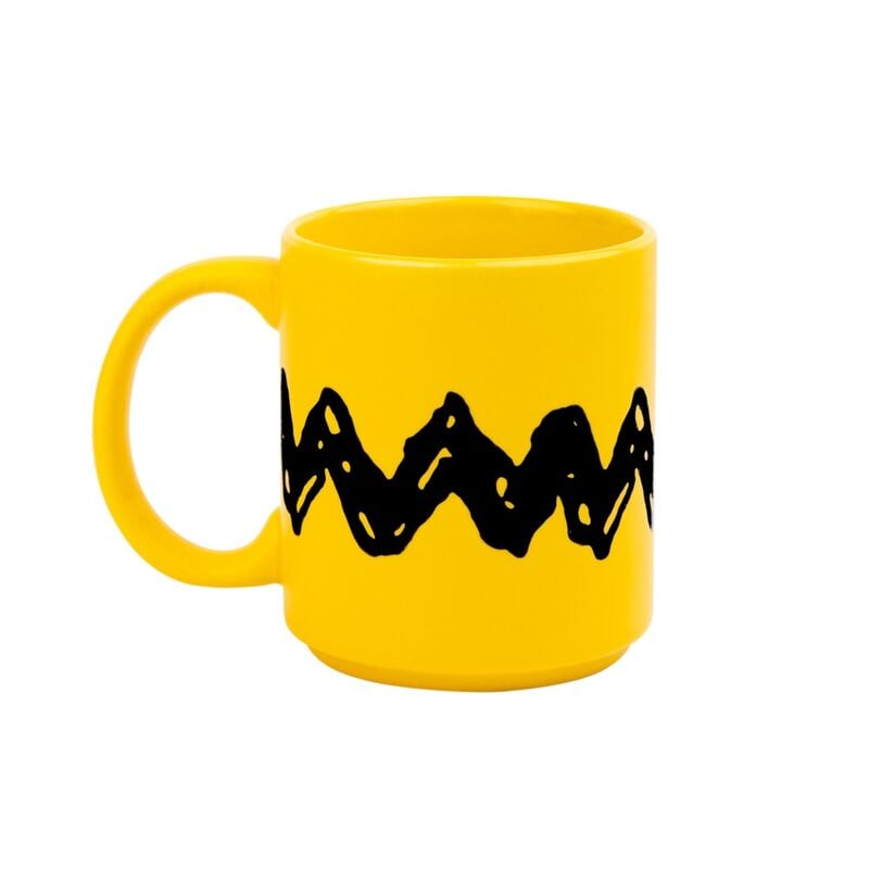 Taza amarilla de cerámica Charlie Brown Snoopy con franja negra en zigzag - 4
