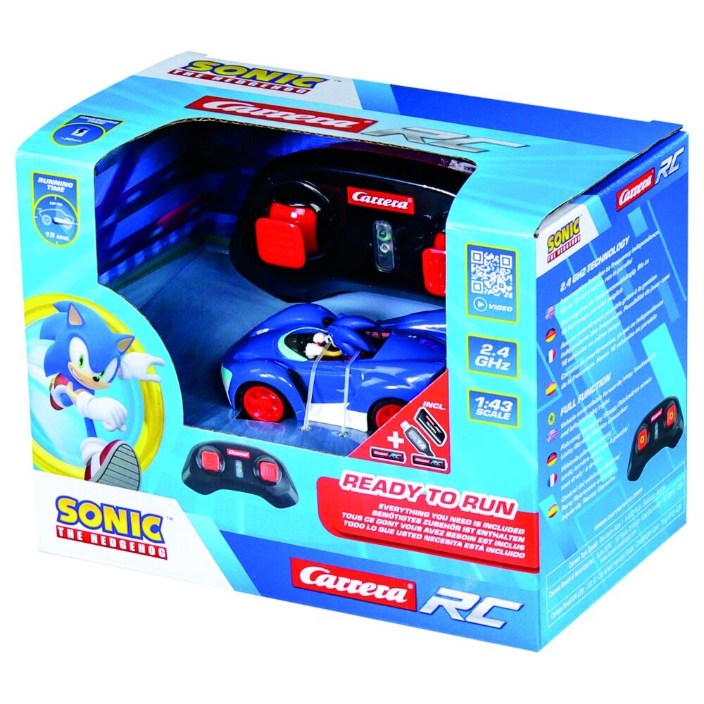 Coche radio control CARRERA RC de Sonic the Hedgehog azul con mando - 12