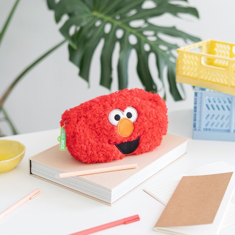Portatodo rojo de felpa con rostro de Elmo de Barrio Sésamo - 4