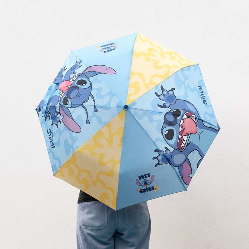 Paraguas plegable automático de Stitch Disney en azul y amarillo - 3