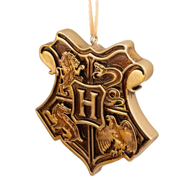 Set de tres adornos navideños Harry Potter con escoba, Snitch dorada y escudo de Hogwarts - 3