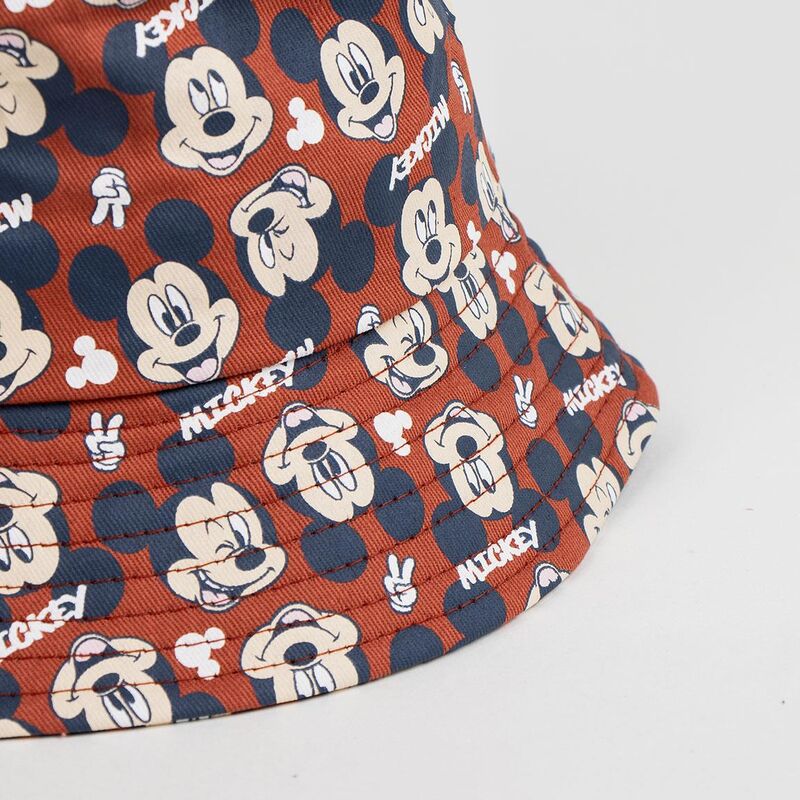Gorro pescador de algodón con estampado de Mickey Disney en rojo y azul marino - 2